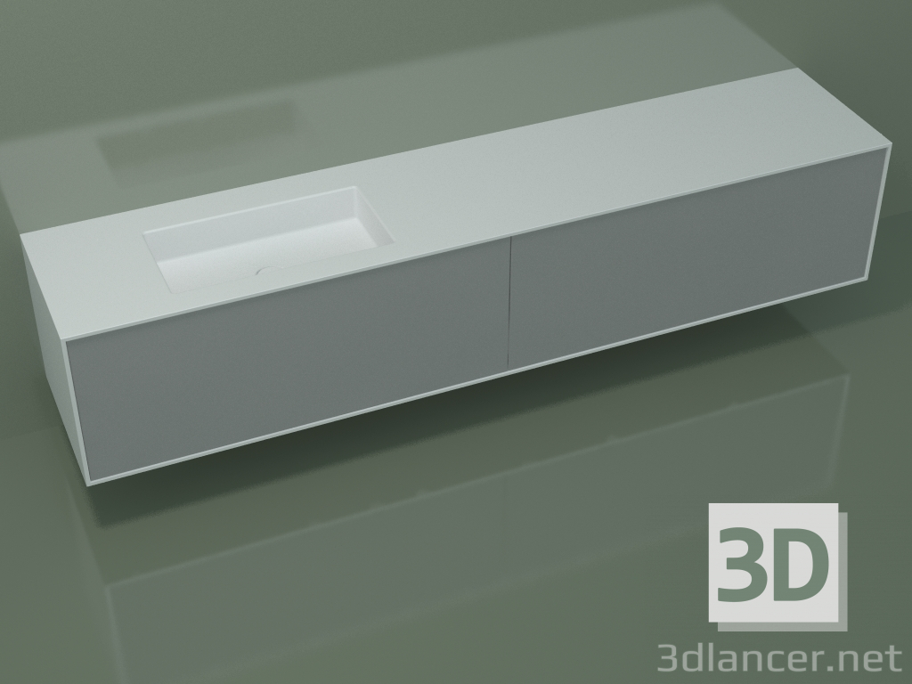 modello 3D Lavabo con cassetti (06UCB34S1, Silver Grey C35, L 240, P 50, H 48 cm) - anteprima
