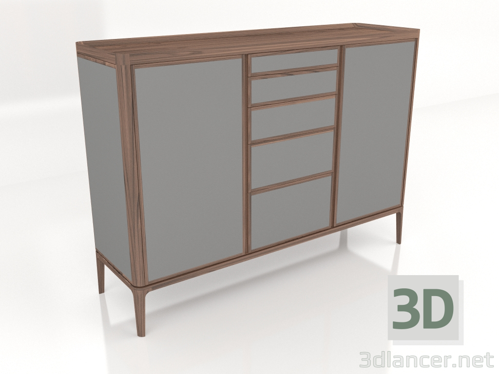 modèle 3D Buffet mix 5 tiroirs Full - preview