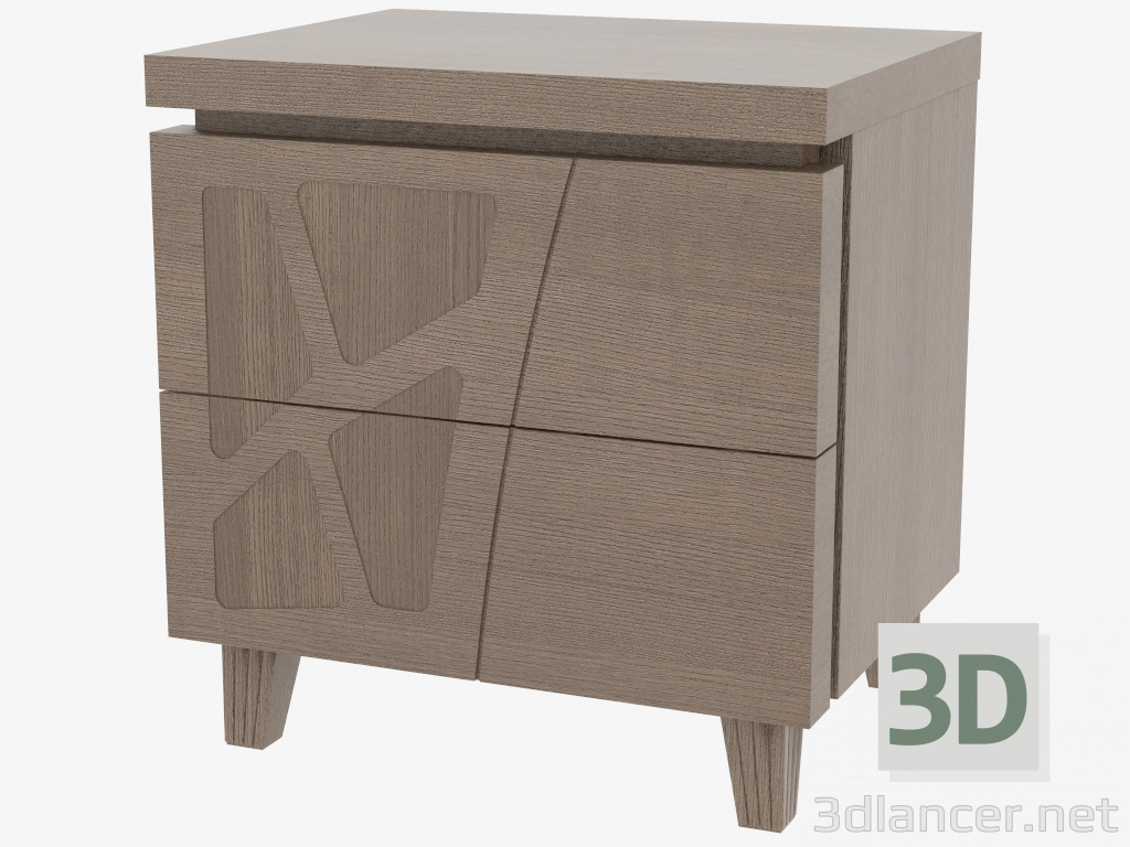 modèle 3D Table de nuit avec 2 tiroirs sur les jambes droites CDDMON - preview