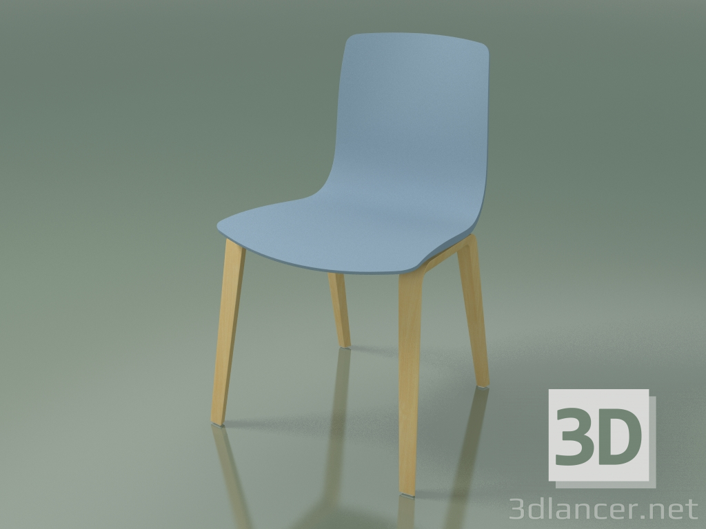 modello 3D Sedia 3947 (4 gambe in legno, polipropilene, betulla naturale) - anteprima