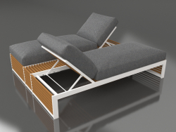 Double bed for relaxation with an aluminum frame made of artificial wood (White)