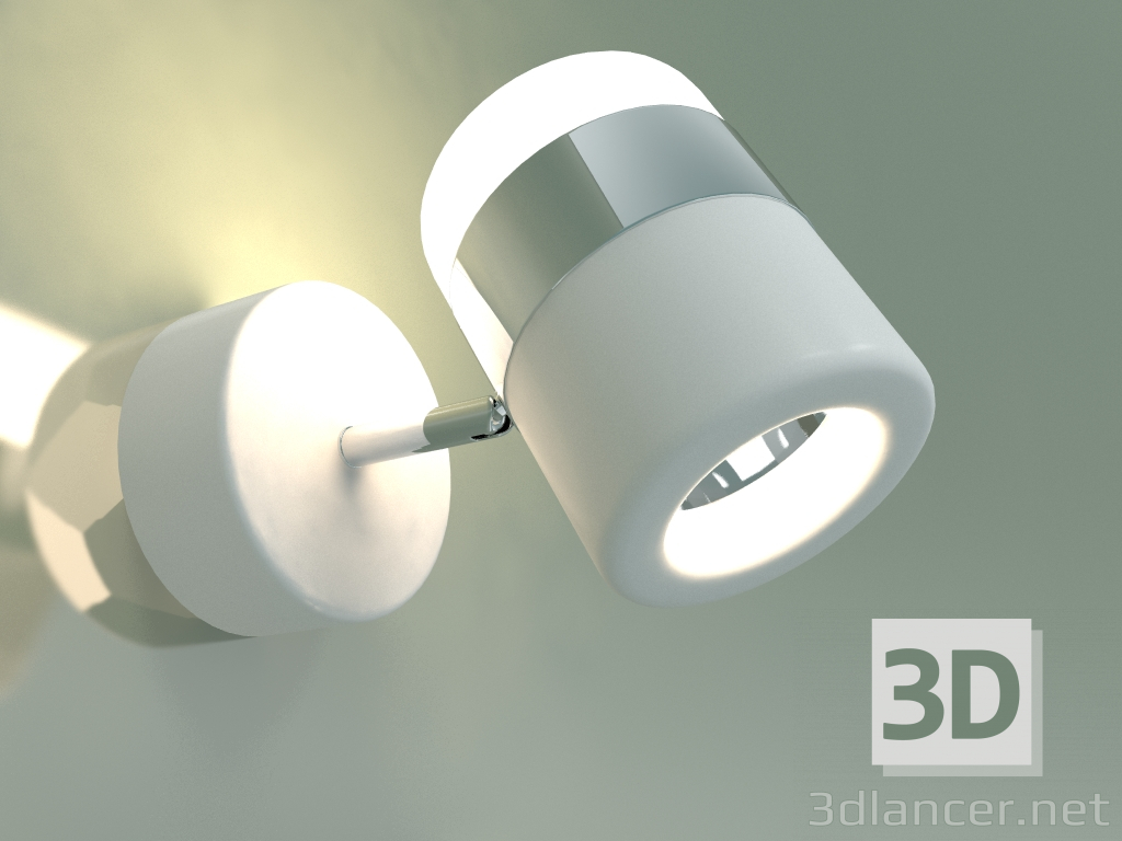 3d модель Настенный светодиодный светильник 20165-1 LED (хром-белый) – превью