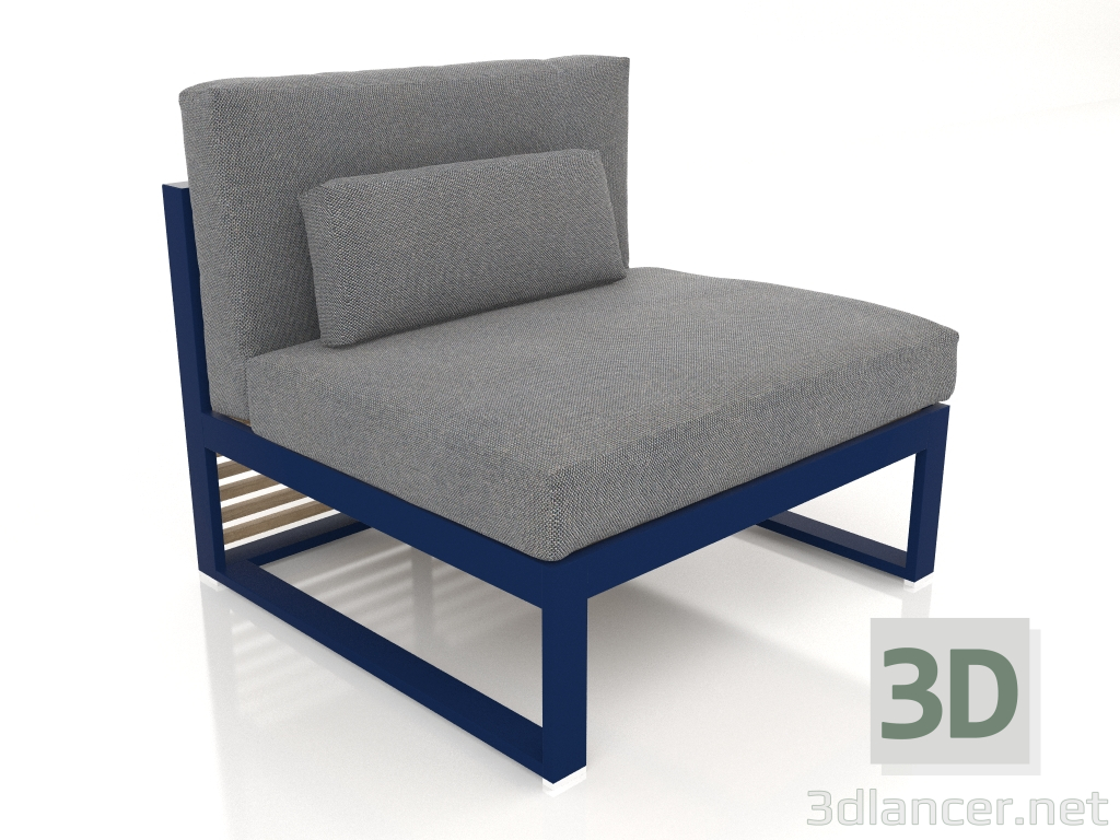 modello 3D Divano modulare, sezione 3, schienale alto (Blu notte) - anteprima