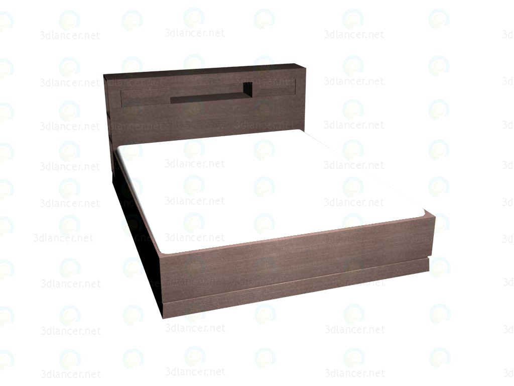 3d model Double bed with shelves in a headboard 180 x 220 (Dark Oak) - preview