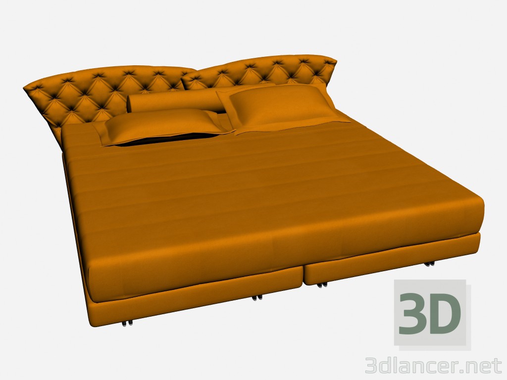 modello 3D Letto doppia Super roy capitonne - anteprima