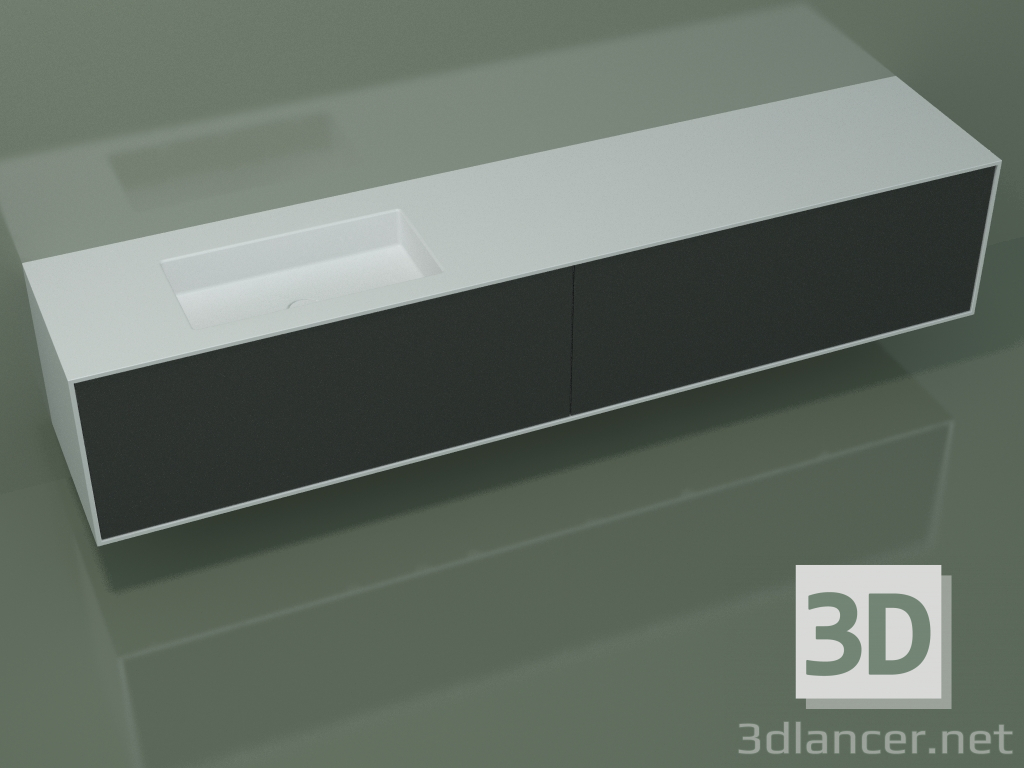 modello 3D Lavabo con cassetti (06UCB34S1, Deep Nocturne C38, L 240, P 50, H 48 cm) - anteprima