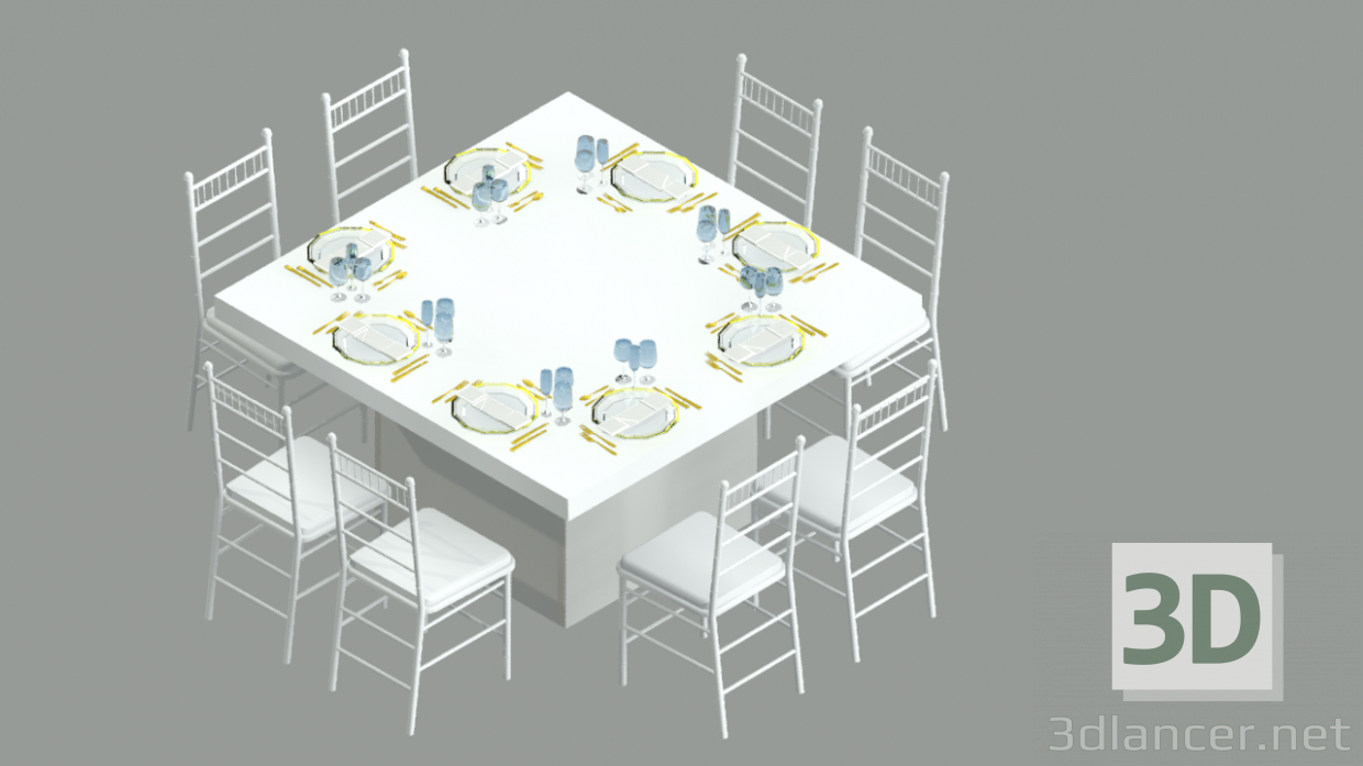 3d model EVENT TABLE WITH DINING SET - preview