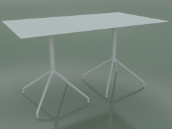 Tavolo rettangolare con doppia base 5737 (H 72.5 - 79x139 cm, Bianco, V12)