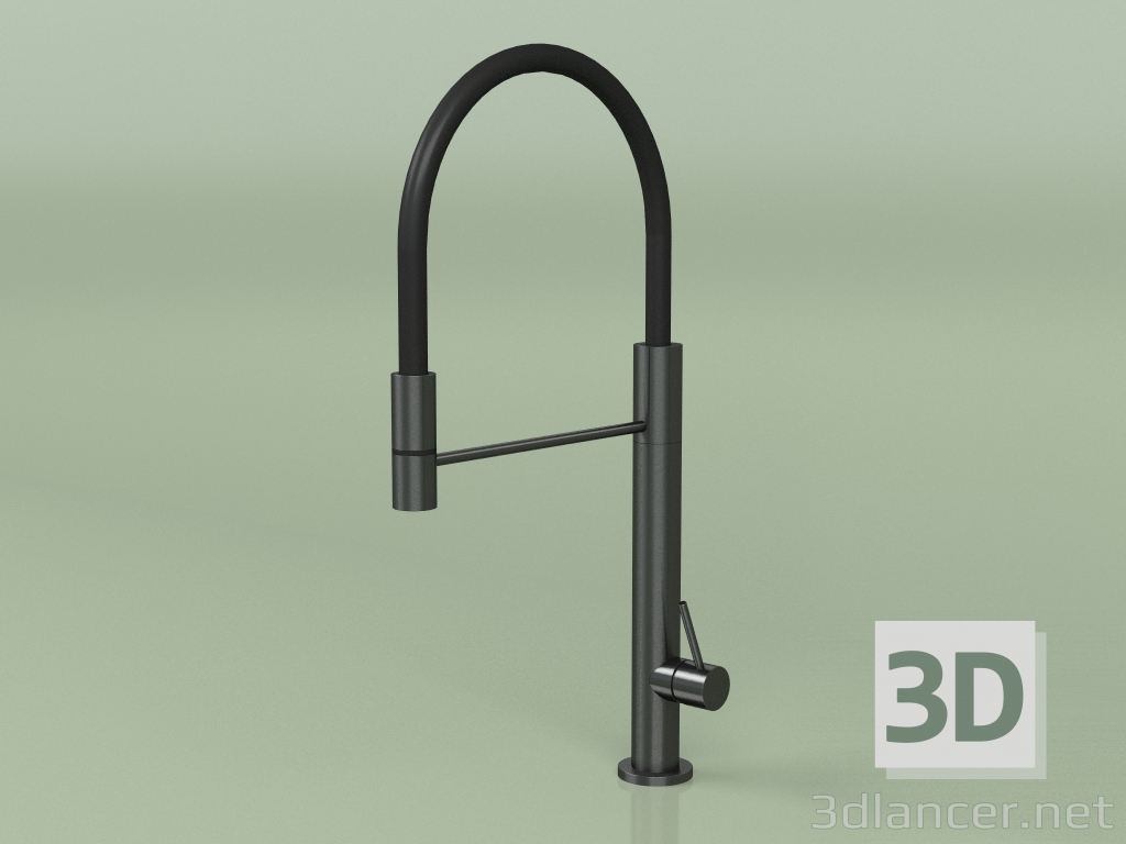3D Modell Küchenspülenmischer mit schwarzem flexiblem Auslauf (398, ON) - Vorschau