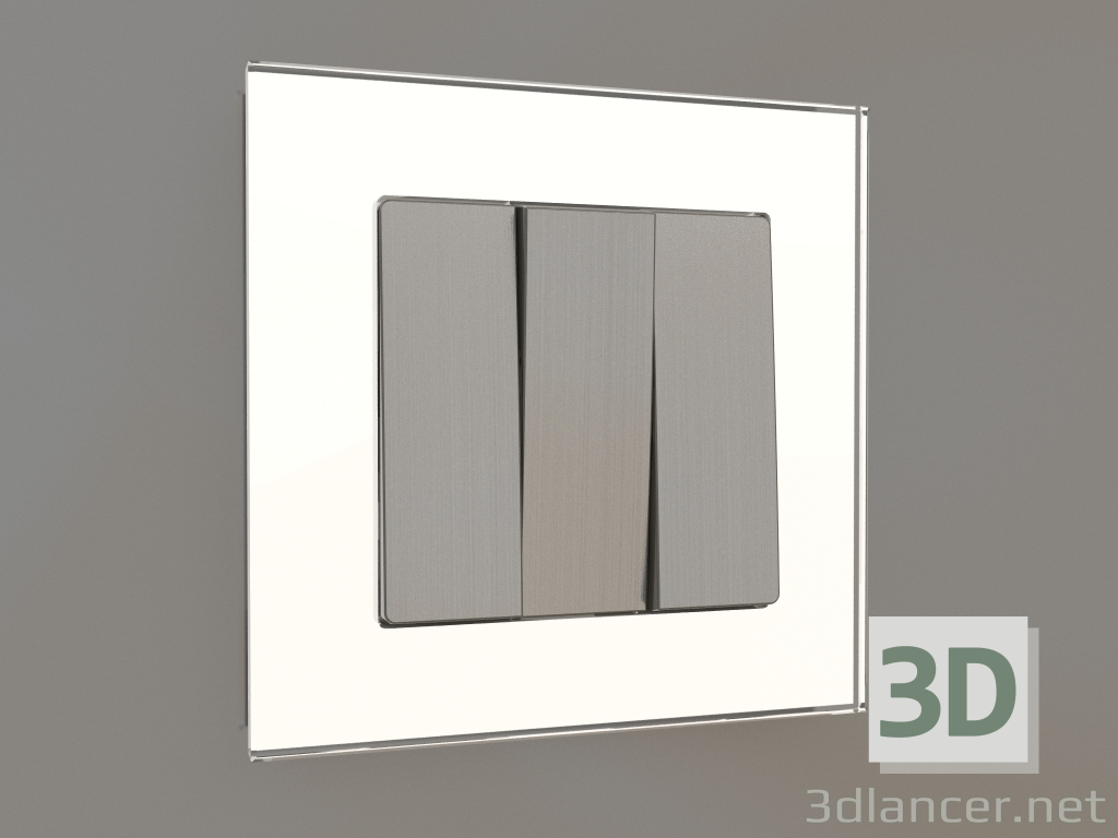 3d model Three-gang switch (brushed nickel) - preview