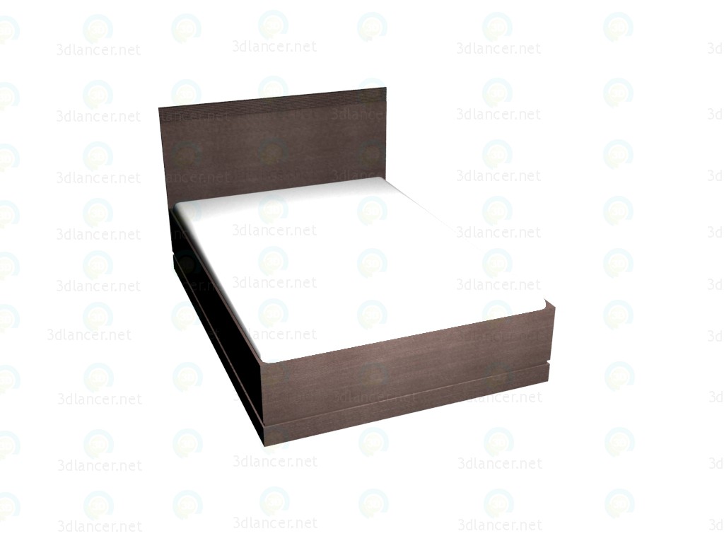 Modelo 3d Cama de casal 140 x 200 (Dark Oak) - preview