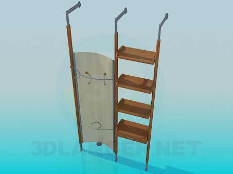 3d model Clothes hanger in corridor - preview 3d model Clothes hanger in corridor - preview