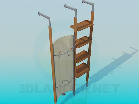 3d model Clothes hanger in corridor - preview 3d model Clothes hanger in corridor - preview