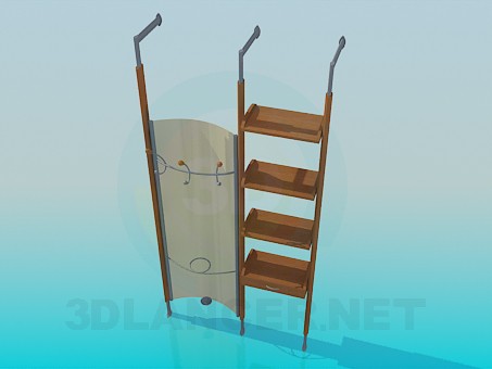 3d model Clothes hanger in corridor - preview 3d model Clothes hanger in corridor - preview