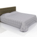3d model Double bed with upholstered headboard and quilt - preview