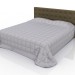 3d model Double bed with upholstered headboard and quilt - preview