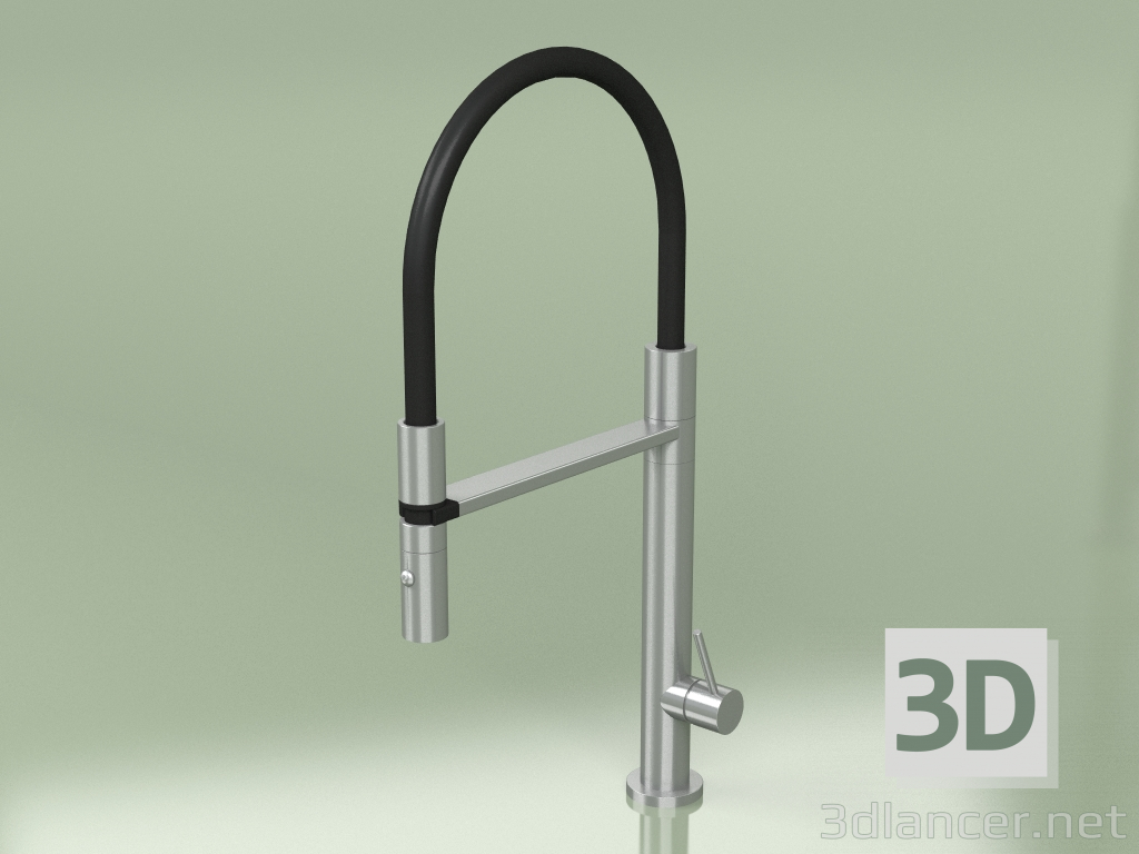 3d модель Cмеситель для кухонной мойки с черным гибким шлангом и двухструйным ручным душем (399, AS) – превью