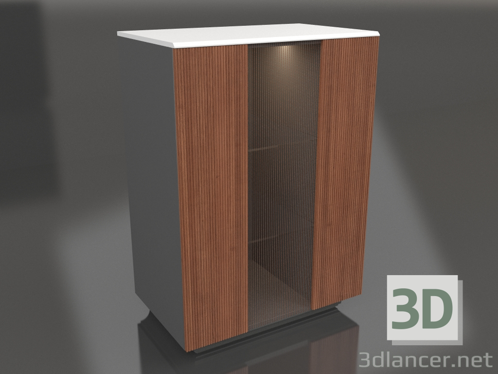 3d model Cabinet with shelves, with a metal curtain - preview