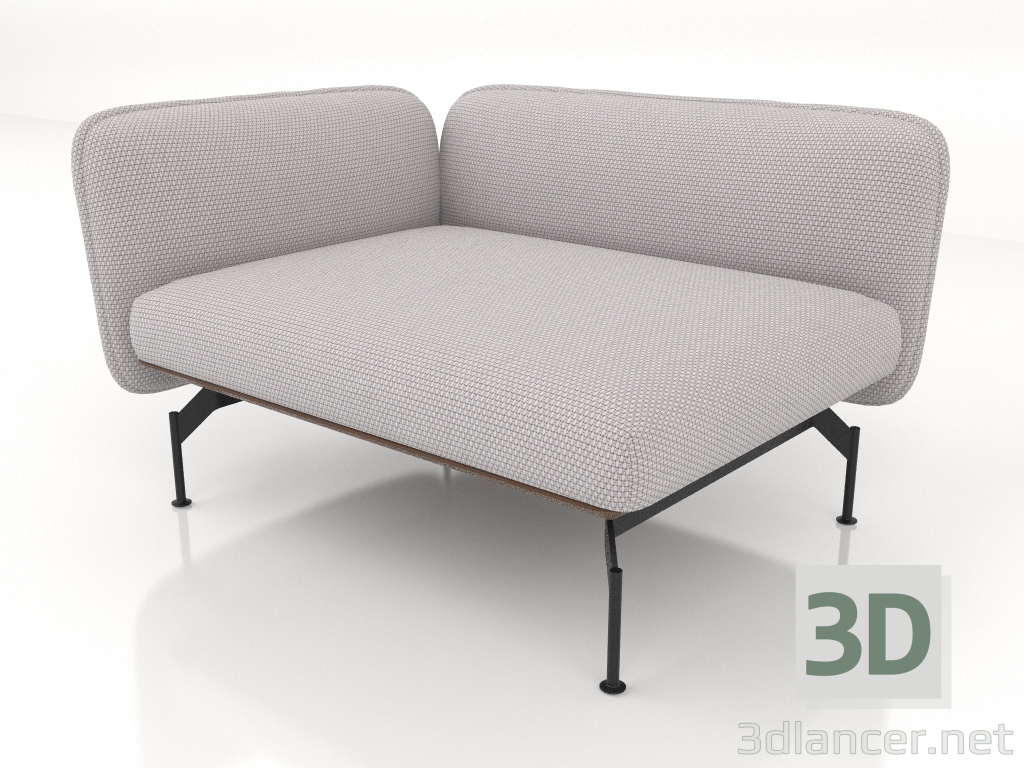 3d model 1.5-seater sofa module with an armrest on the left (leather upholstery on the outside) - preview