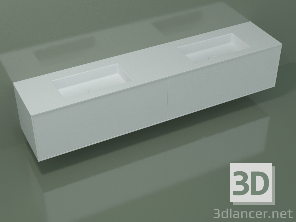 3D Modell Waschbecken mit Schubladen (06UCB3421, Glacier White C01, L 240, P 50, H 48 cm) - Vorschau