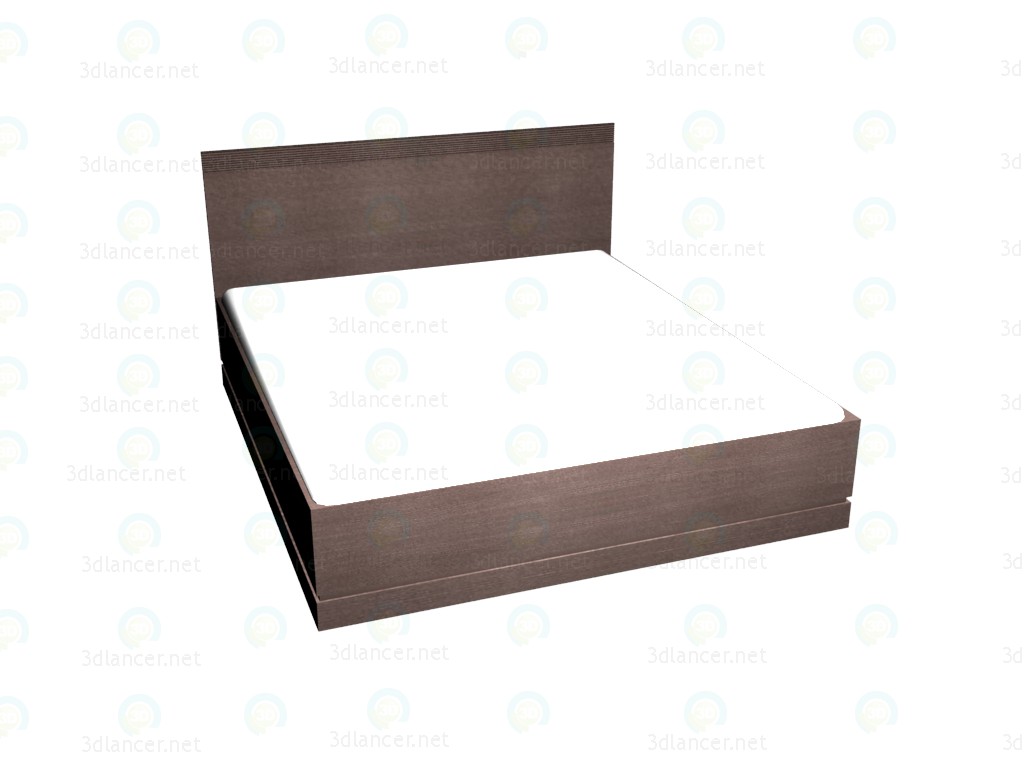 3d model Cama doble de 180 x 200 (Roble Oscuro) - vista previa