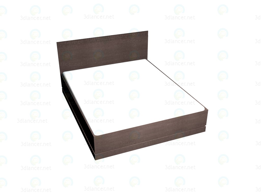 3d model Cama doble de 180 x 220 (Roble Oscuro) - vista previa