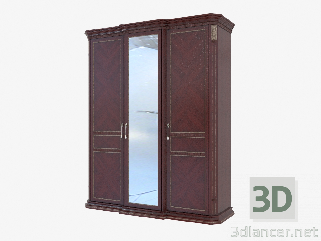 3D modeli Aynalı 3 kapılı gardırop (1926x2337x644) - önizleme