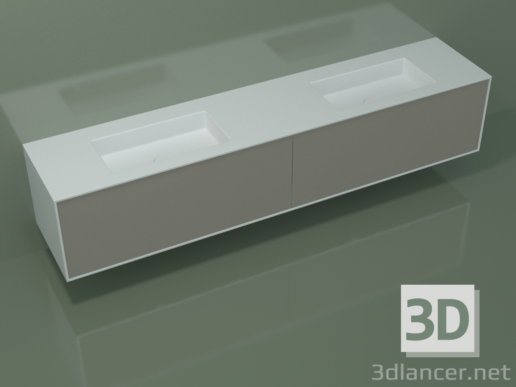 modèle 3D Lavabo avec tiroirs (06UCB3421, Clay C37, L 240, P 50, H 48 cm) - preview