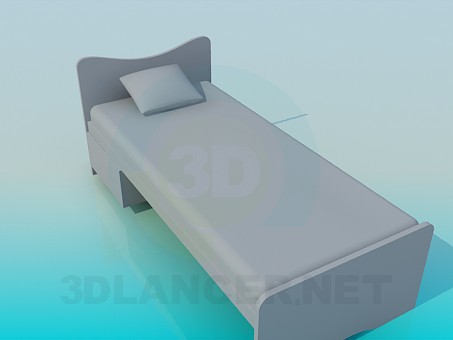 3d модель Односпальная кровать – превью