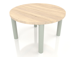 Coffee table D 60 (Cement gray, Iroko wood)
