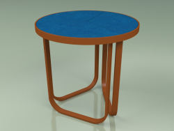 Tavolino 008 (Metallo Ruggine, Gres Smaltato Zaffiro)