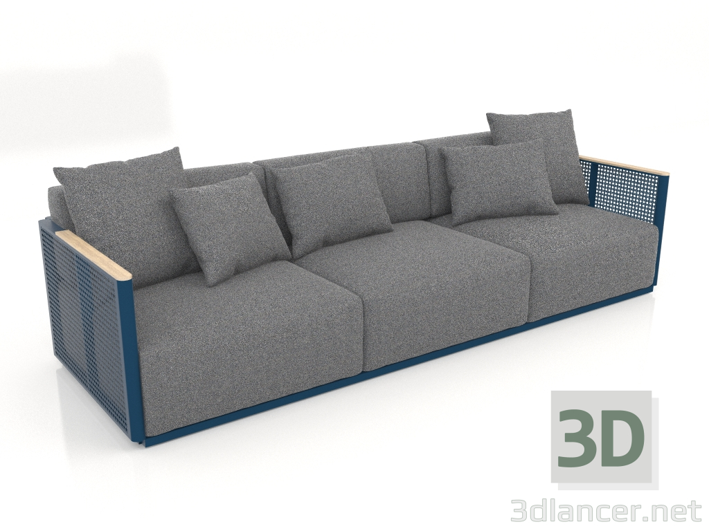 3 डी मॉडल 3-सीटर सोफा (ग्रे नीला) - पूर्वावलोकन
