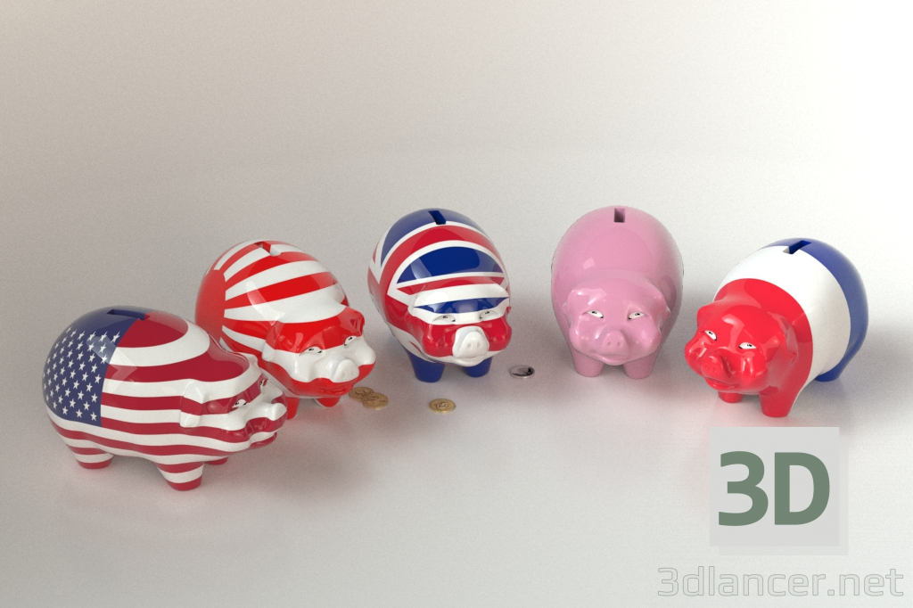 Sparschwein 3D-Modell kaufen - Rendern