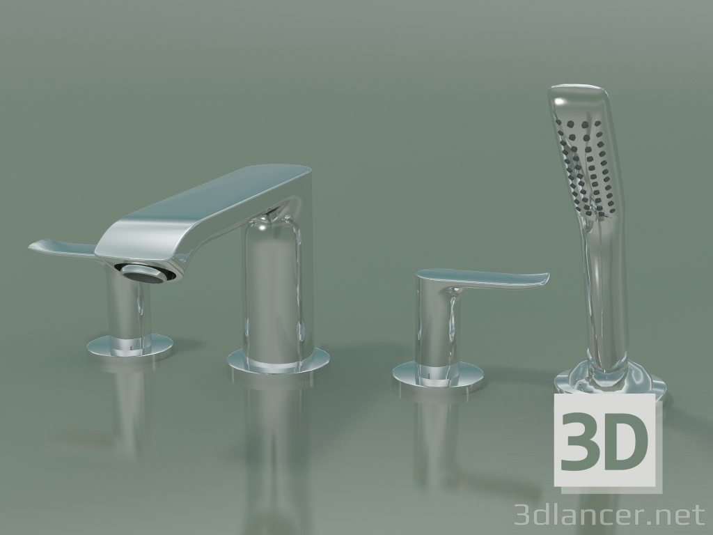 3D modeli 4 delikli küvet kenarı banyo bataryası (31442000) - önizleme