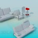 3d модель Набор диванов со стульями – превью