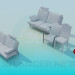 3d модель Набор диванов со стульями – превью
