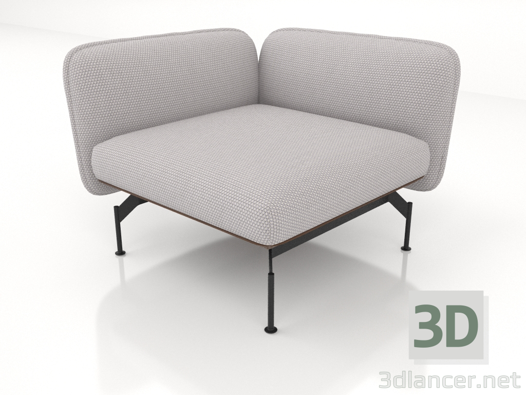 modello 3D Modulo divano per 1 persona con bracciolo a sinistra (rivestimento esterno in pelle) - anteprima