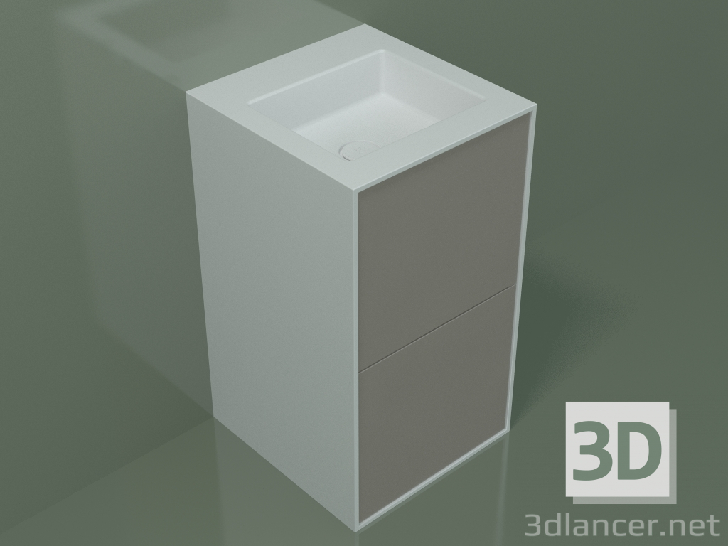 3D Modell Waschbecken mit Schubladen (03UC26401, Ton C37, L 48, P 50, H 85 cm) - Vorschau