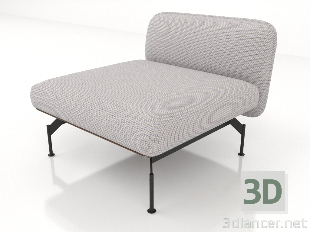 modèle 3D Canapé module 1 place (revêtement cuir à l'extérieur) - preview