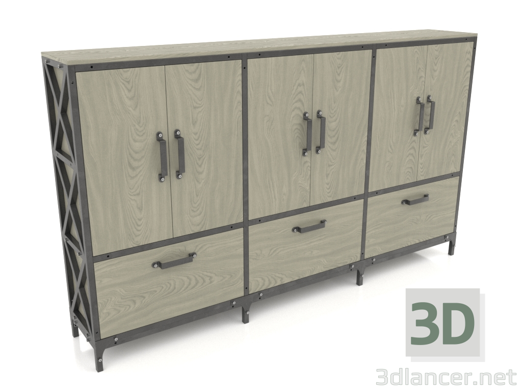 3d model Cabinet with drawers (3 sections) - preview