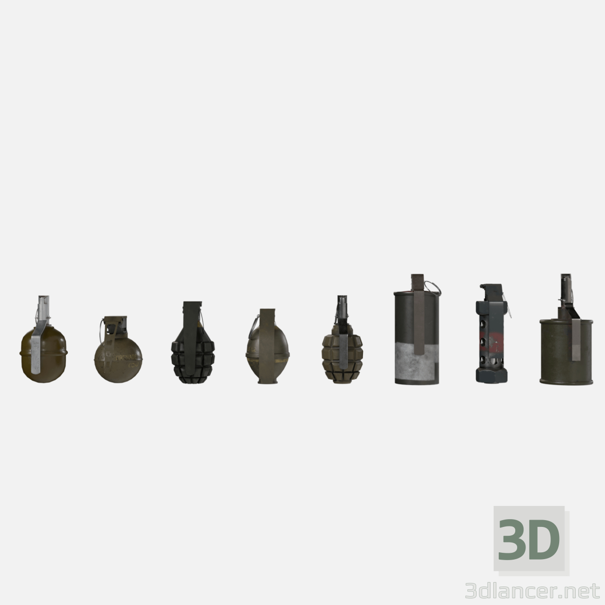 Colección de granadas 3D modelo Compro - render Colección de granadas 3D modelo Compro - render
