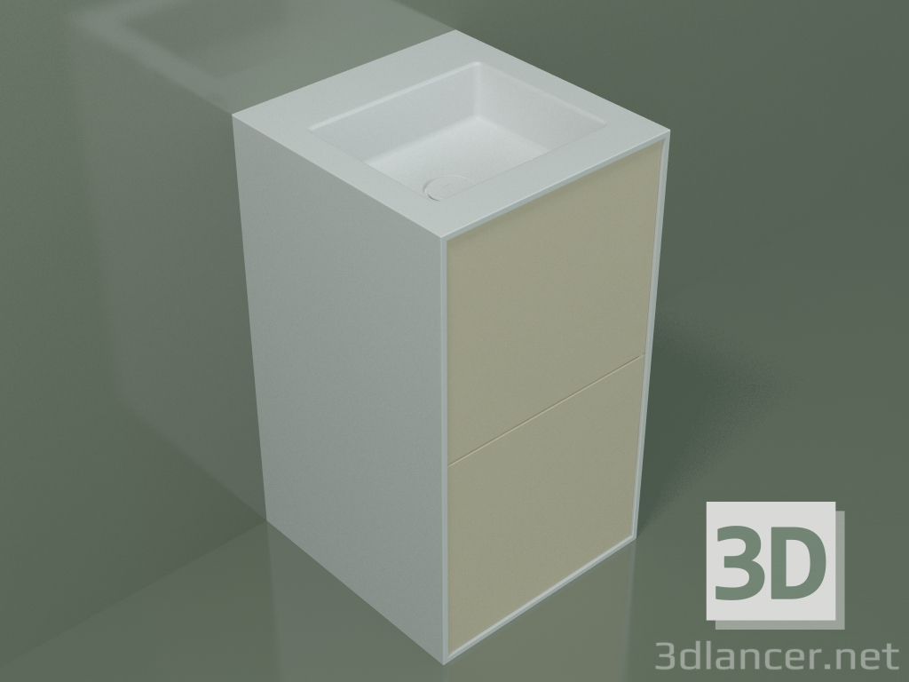 modello 3D Lavabo con cassetti (03UC26401, Bone C39, L 48, P 50, H 85 cm) - anteprima