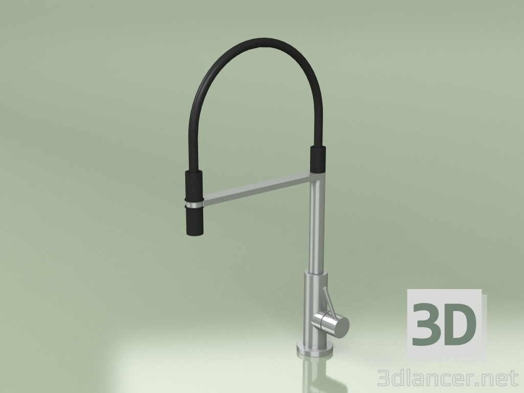 modello 3D Miscelatore lavello cucina con bocca girevole, flessibile nero, attacco magnetico (604, AS) - anteprima