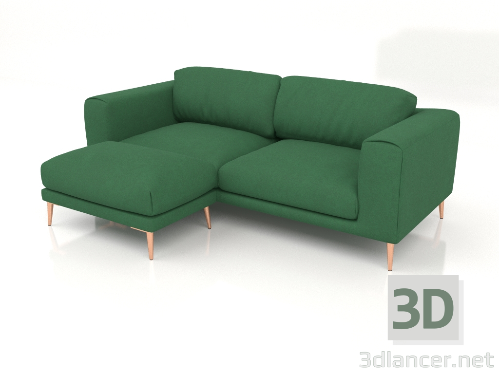 3d модель Тор прямой диван 3-местный и пуф. – превью
