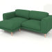 3d model Thor straight 3-seater sofa and pouf - preview