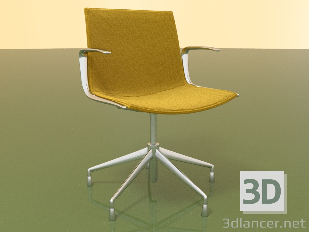 modèle 3D Chaise 6206 (5 pieds, avec accoudoirs, LU1, avec rembourrage et oreiller) - preview