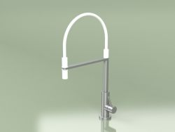 Kitchen sink mixer with swivel spout, white flexible hose, magnet connection (604, AS)