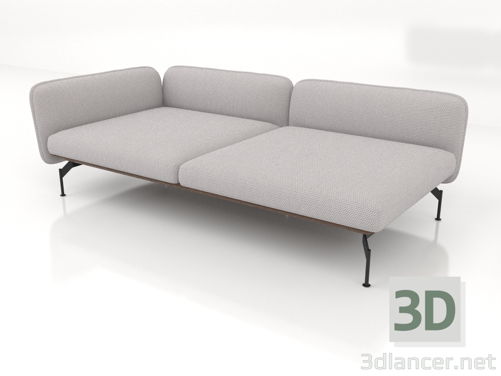 3D modeli Sol tarafta 110 kol dayama yeri olan 2,5 kişilik derin kanepe modülü (dış tarafta deri döşeme) - önizleme
