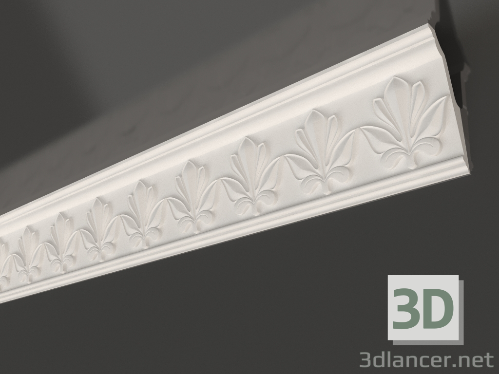 modello 3D Cornice per soffitto con modanatura in gesso KL 009 (143x51x1200) - anteprima