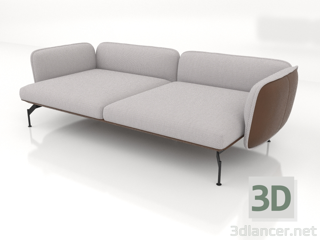 modèle 3D Module canapé 2,5 places profondeur avec accoudoirs 85 (revêtement cuir à l'extérieur) - preview